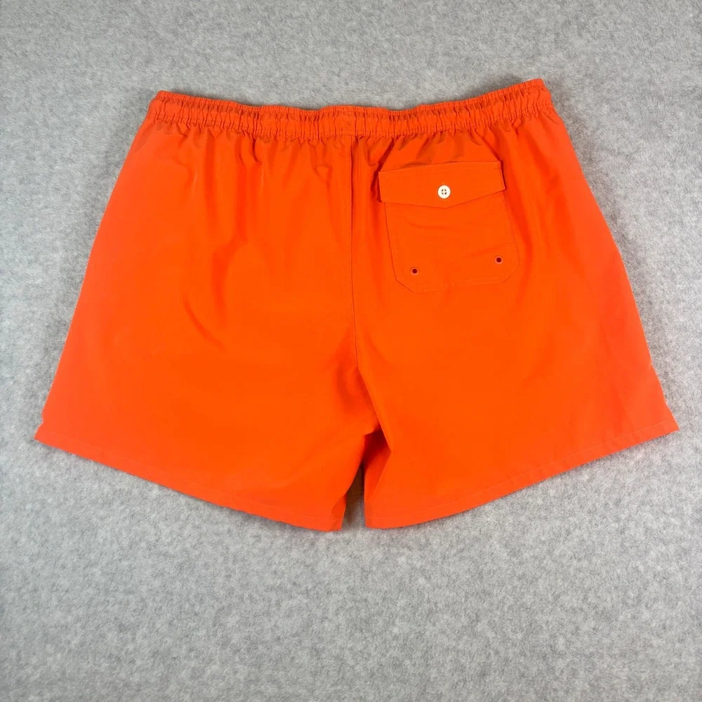 George Mens Swim Trunks XXXL Orange Elastic Waist Drawstring Mesh Lined Size 3XL